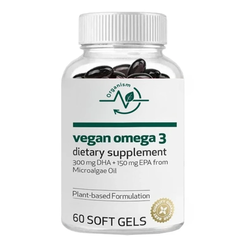 

Vegetarian Omega 3 DHA and EPA - Effective Plant Supplements for Marine Algae -60 Capsules