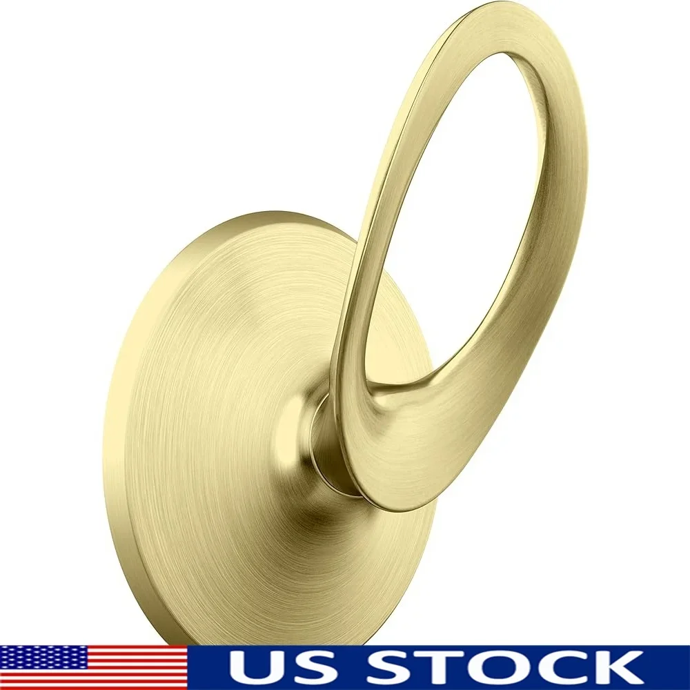 

Brushed Gold Bathroom Robe Hook Elegant Oval Shape Wall Mount Metal Accessory Rhen Collection Durable Installation Hardware