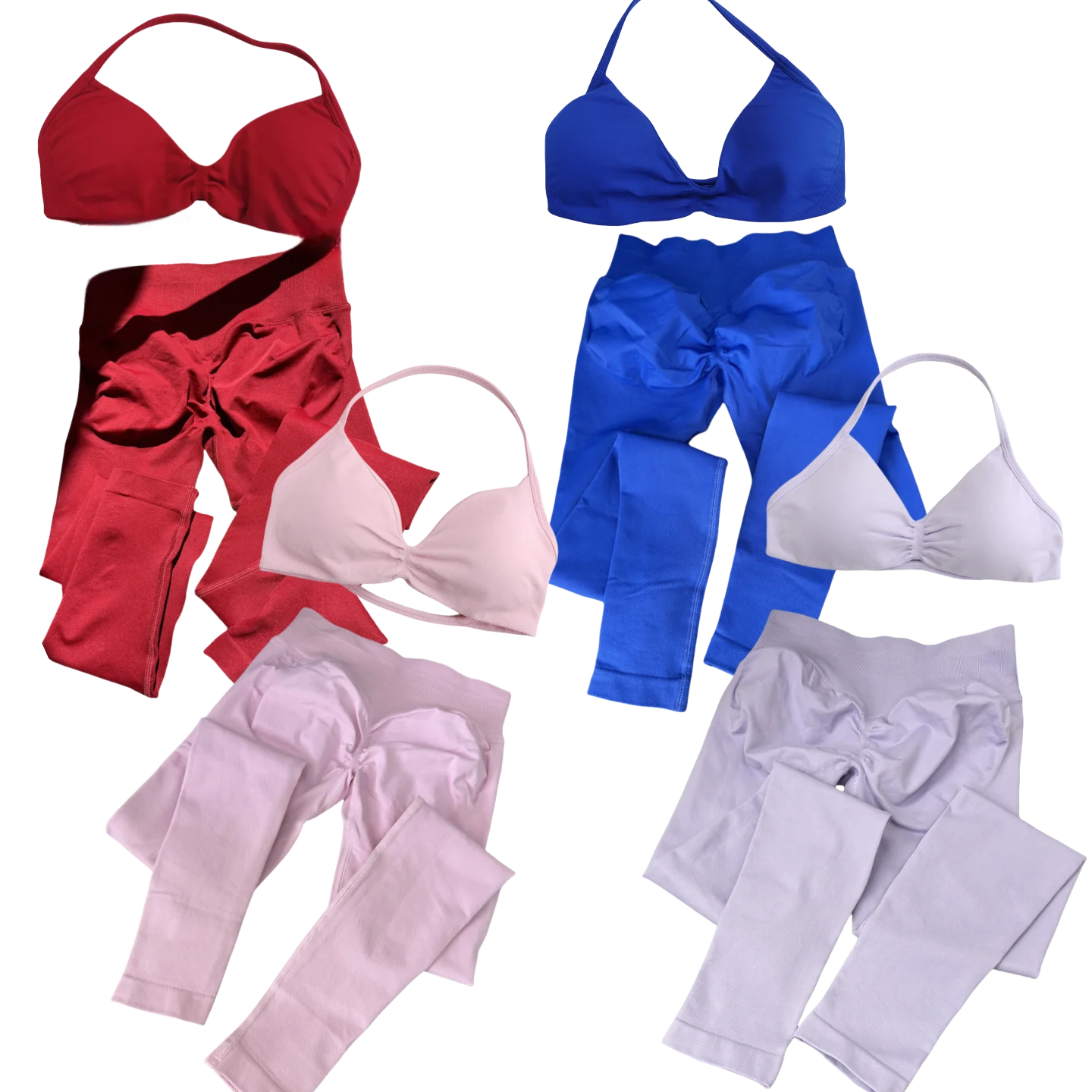 

2-Piece Gym Breathable Fashion Yoga Fitness Clothes Hip Pants Tie Bra Comfortable Dopamine Pilates New Color Set Four Seasons