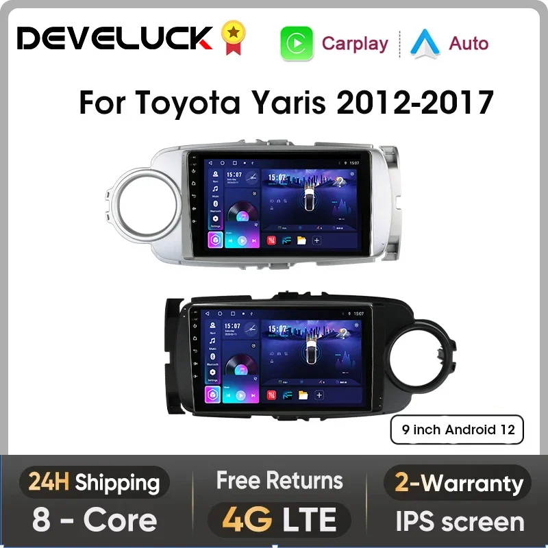 

Develuck Wireless CarPlay Android Auto Radio for Toyota Yaris 2012-2017 4G Car Multimedia GPS 2din autoradio AI Voice Stereo