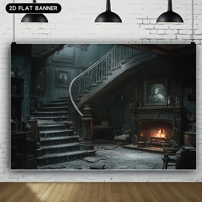 tapecaria-de-interior-de-mansao-antiga-atmosfera-sombria-e-misteriosa-escadaria-lareira-arte-de-parede-estilo-vintage-decoracao-de-casa-tema-gotico