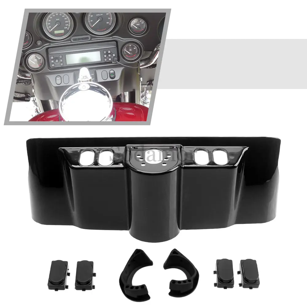 

For Harley Touring Street Glide Trike FLHXXX 2010 2011 Motorcycle Black Front Inner Fairing Cover Switch Panel Cap Accent Kit