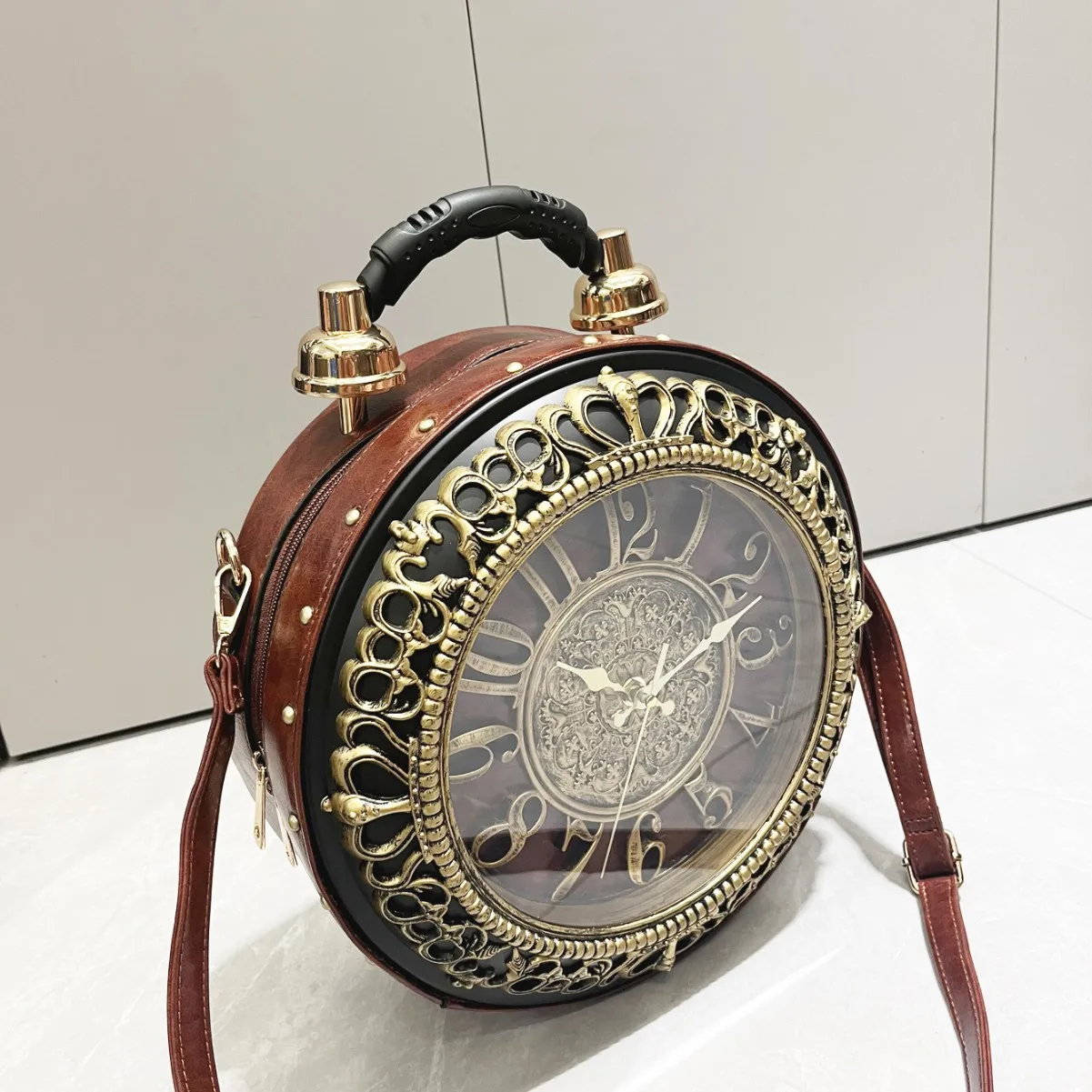 Vintage handbag creative big clock watch bag dinner shoulder bag