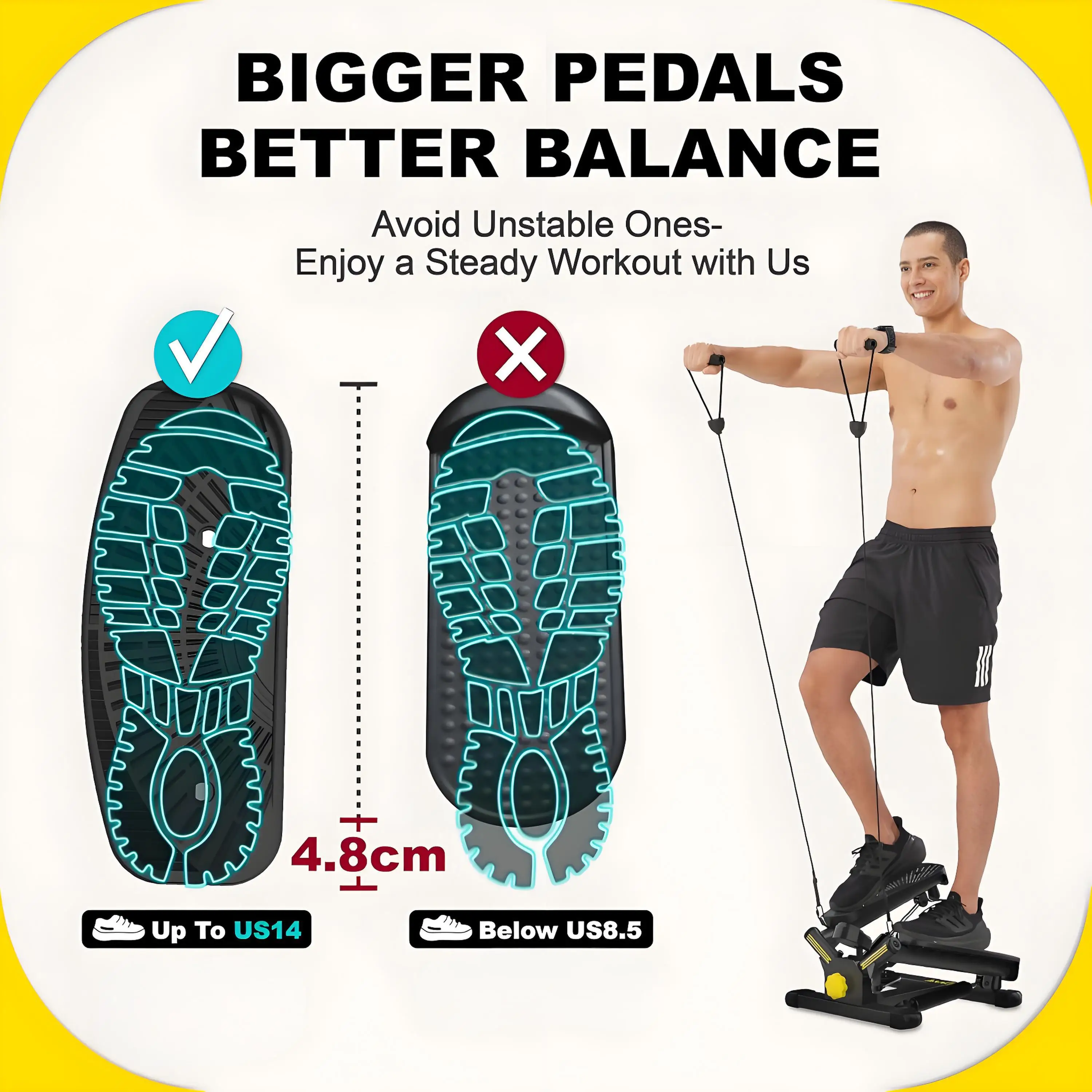 

300LBS Hydraulic Twist Stepper with Resistance Bands Full Body Home Workout Equipment