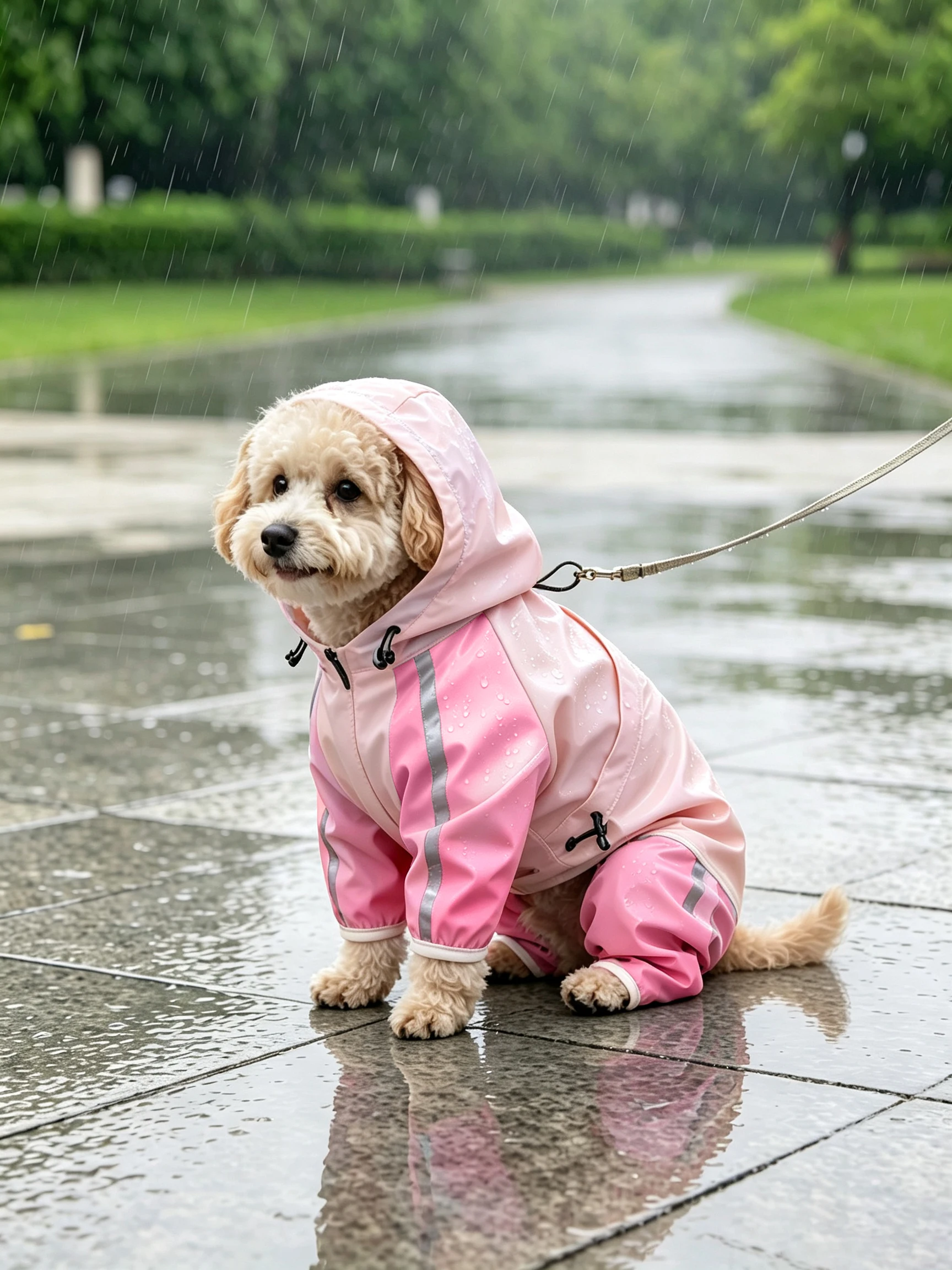 Hunde-Regenmantel Reflektierend PU Wasserdicht Haustierkleidung für Chihuahua Malteser Regenmantel Kleine Mittelgroße Hunde Overall Regenmantel – Detail 3