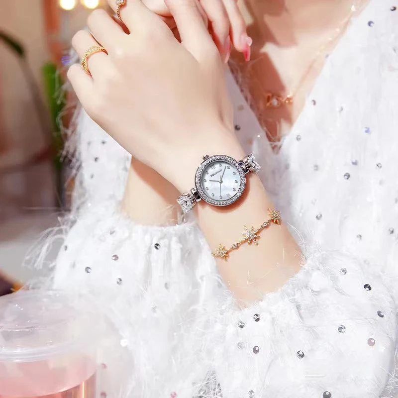 ROMITIME Luxury Women Quartz Watch Mother-of-Pearl Dial Fishbone Bracelet 30M Waterproof Clock Watches for Lady