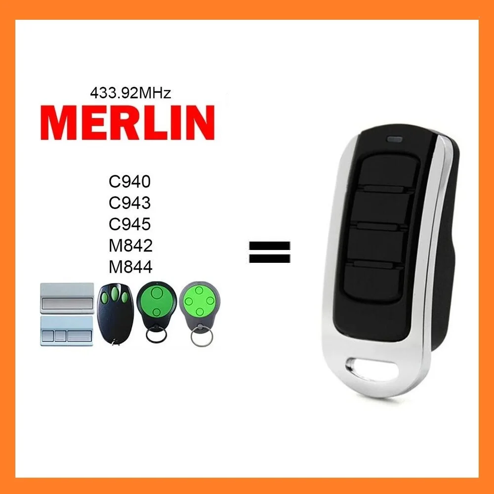 

For MERLIN+C945 CM842 C940 C943 CM844 CM128 HE60 MGA600 MT60 MT800 Garage Door Remote Control 433.92MHz Command Transmitter