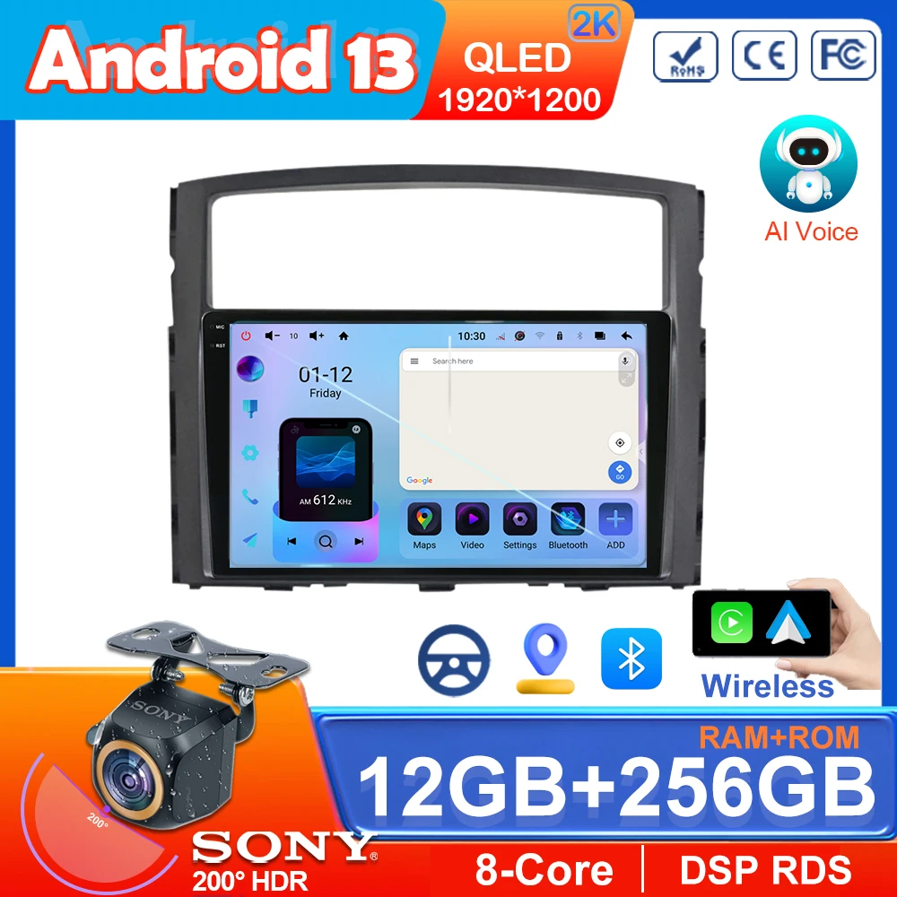 

2Din Carplay For Mitsubishi Pajero 4 V80 V90 2006-2014 4G Android 13 Car Stereo Radio Multimedia Video Player Navigation GPS