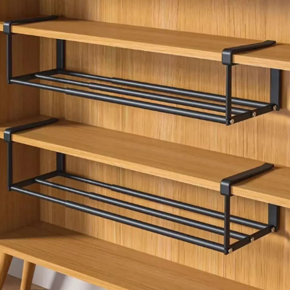 Space Saving Metal Shoe Rack Extendable Adjustable Hanging Storage Rack Layered Shelf Efficient Shoe Organizer Wardrobe Use