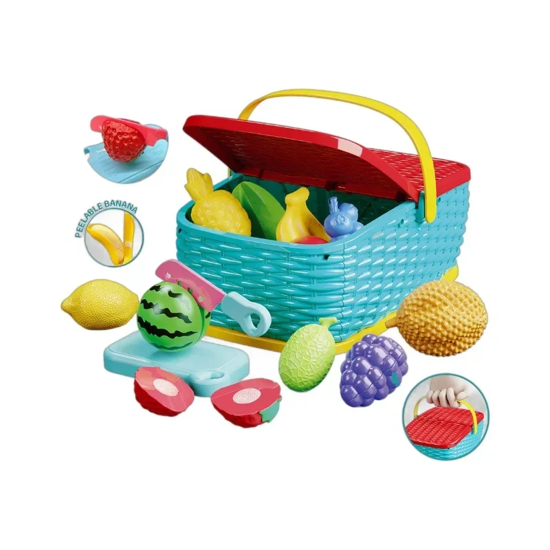 Bambini simulazione cucina frutta Checker hamburger Pizza Play House Toys campeggio cestino da Picnic portatile