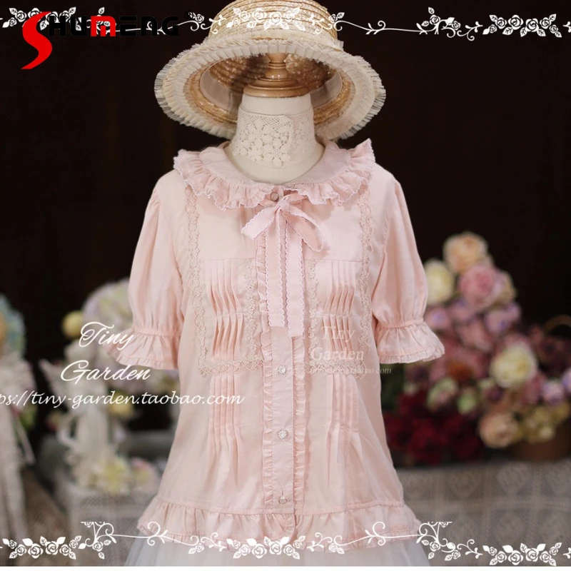 

Original Sweet Lolita Short Sleeve Shirt Autumn New Girl's Slim Fit Elegant Retro Long Sleeve Shirt Blouses Camisa Feminina