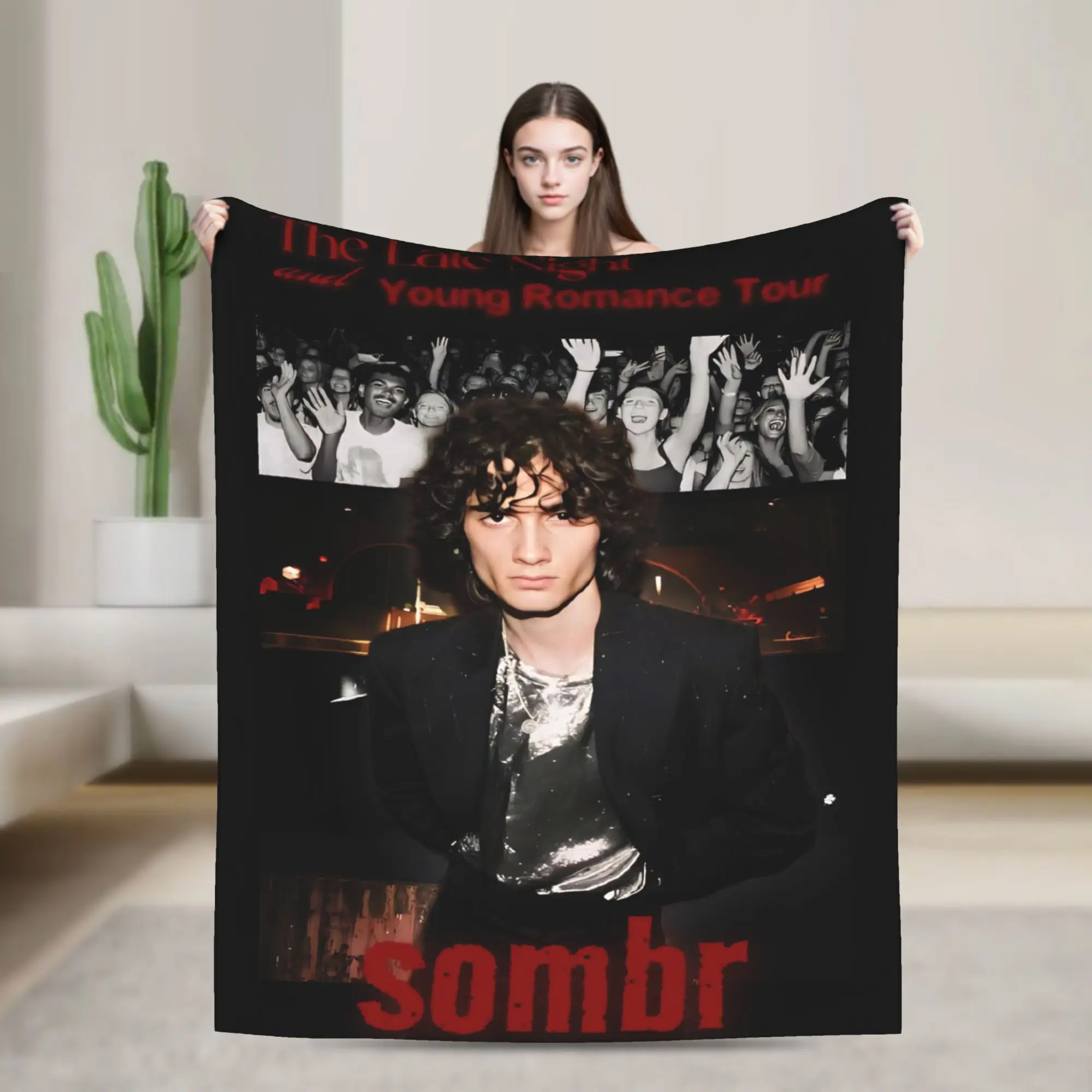 Super Soft Sombr Retro 90s fan art Throw Blanket Premium Fleece Flannel Lightweight  Bed Blanket Cozy Fluffy Blankets