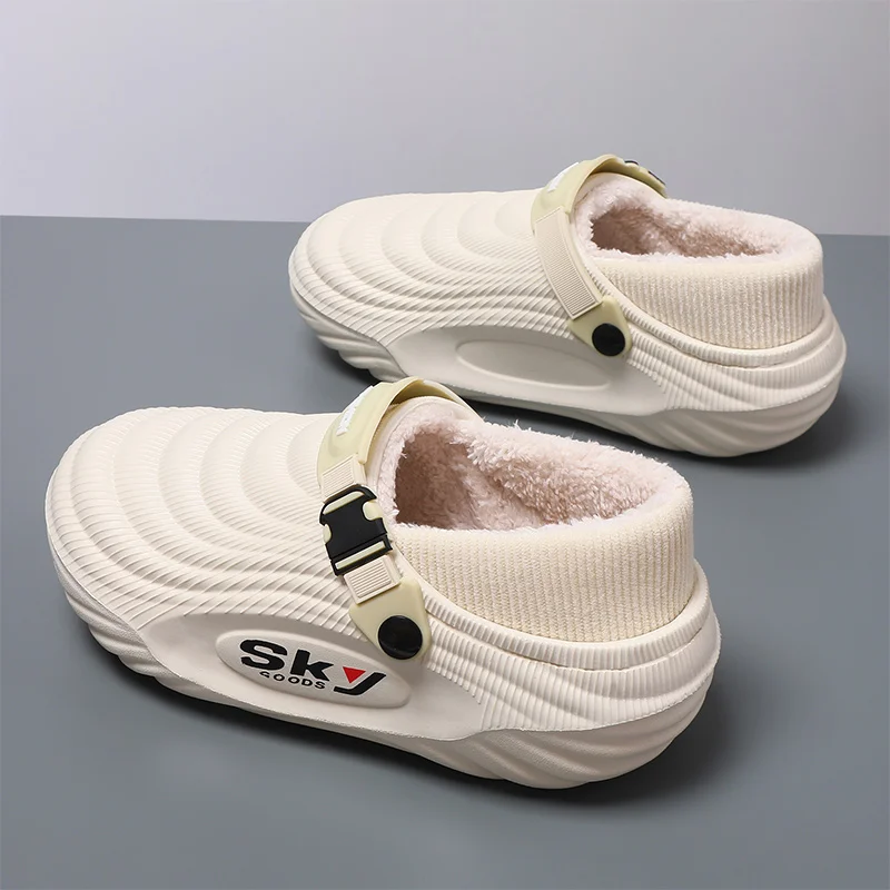 メンズ コットン裏地付き アウトドア ビーチスリッパ 秋冬用 ソフトソール 滑り止め カジュアル スリッポン 快適な履き心地