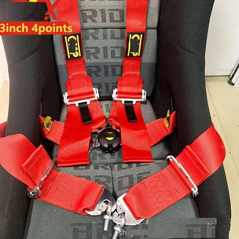 Universal seat belt3inch 4point racing harness safety seat belt taka quick release black strip sabelt seat belt holder modified