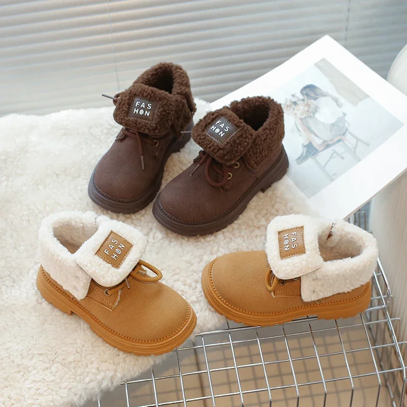 

Children Casual Short Boots for Girls Boy 2025 Winter New Fashion Korean Style Soft Bottom Anti-slippery Versatile Catwalk Shoes