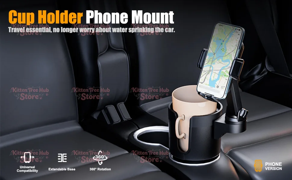 New car cup holder expander 2 in 1 oversized cup body car water cup position mobile phone navigation fixed bracket