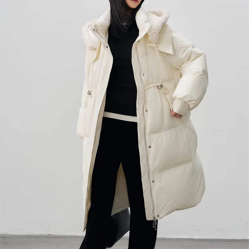 Lange Daunenjacke für Damen für Herbst/Winter – modischer, übergroßer, verdickter, warmer, vielseitiger Mantel im neuen Stil, trendig