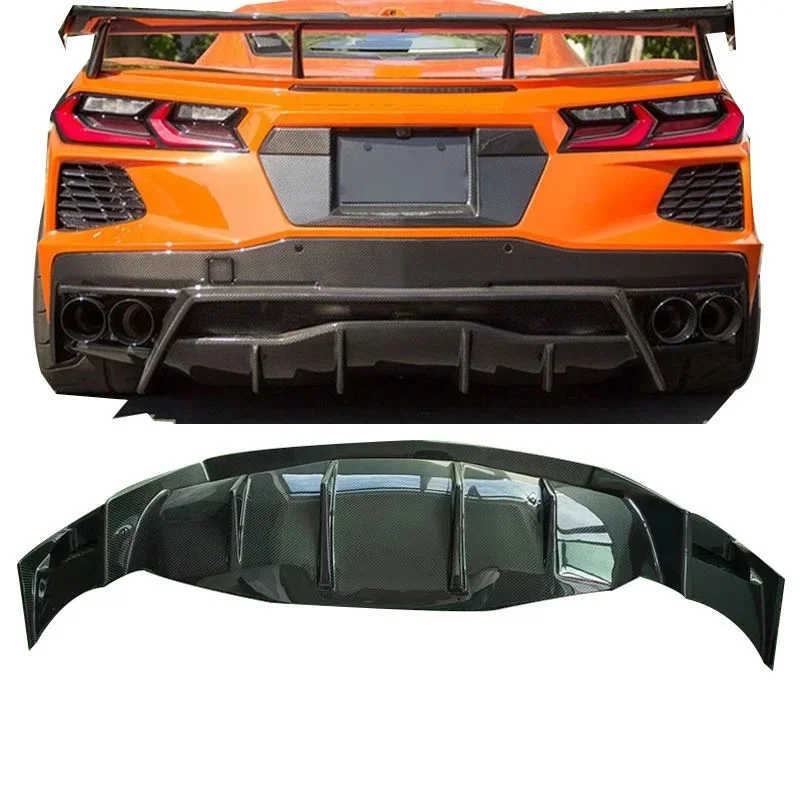 High Quality Carbon Fiber Rear Diffuser Bumper Lip for Chevrolet Corvette C8 Carbon Fitment 2020-2023