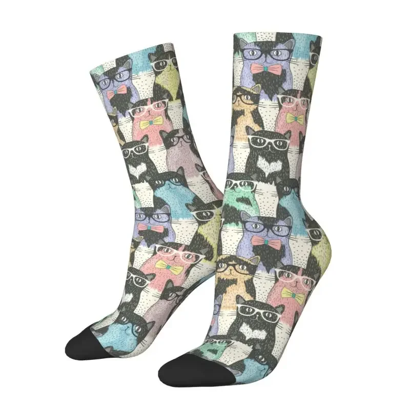 

Hipster Cute Cats Men's Crew Socks Unisex Funny 3D Printing Funny Kitten Socks