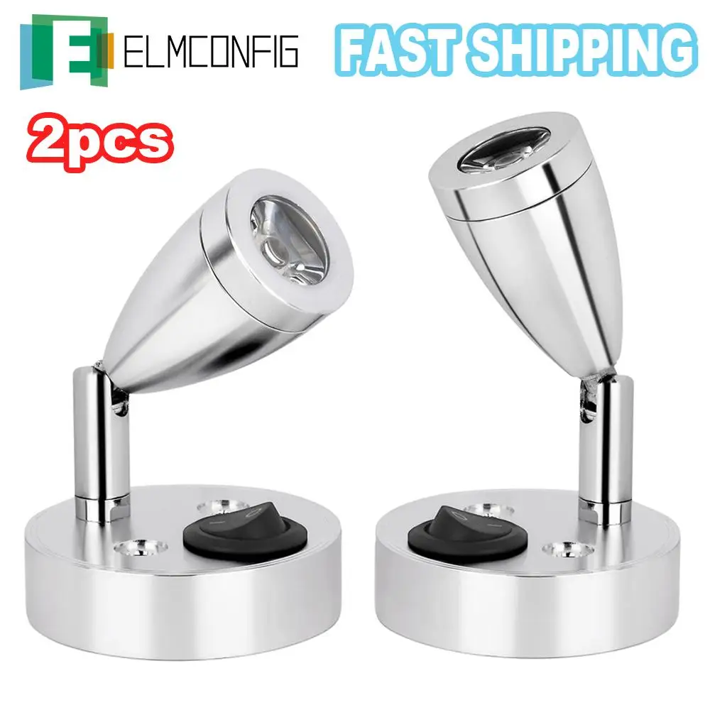 

Car Spot Reading Light 2Pcs Warm White LED 12V 3W 3000K RV Bedside Boat Lamp Wall Camp Trailer Home Caravan Lighting