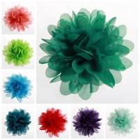 3,9 ""9,8 CM flores grandes de gasa para niñas diademas tela Puff flor para pinzas para el cabello accesorios suministros de ramillete
