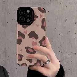 Fashion Love Leopard Silicone Phone Case For iPhone 13 14 Max 15 Plus 11 12 Mini SE 7 8 X XS XR Leather Shockproof Full Cover