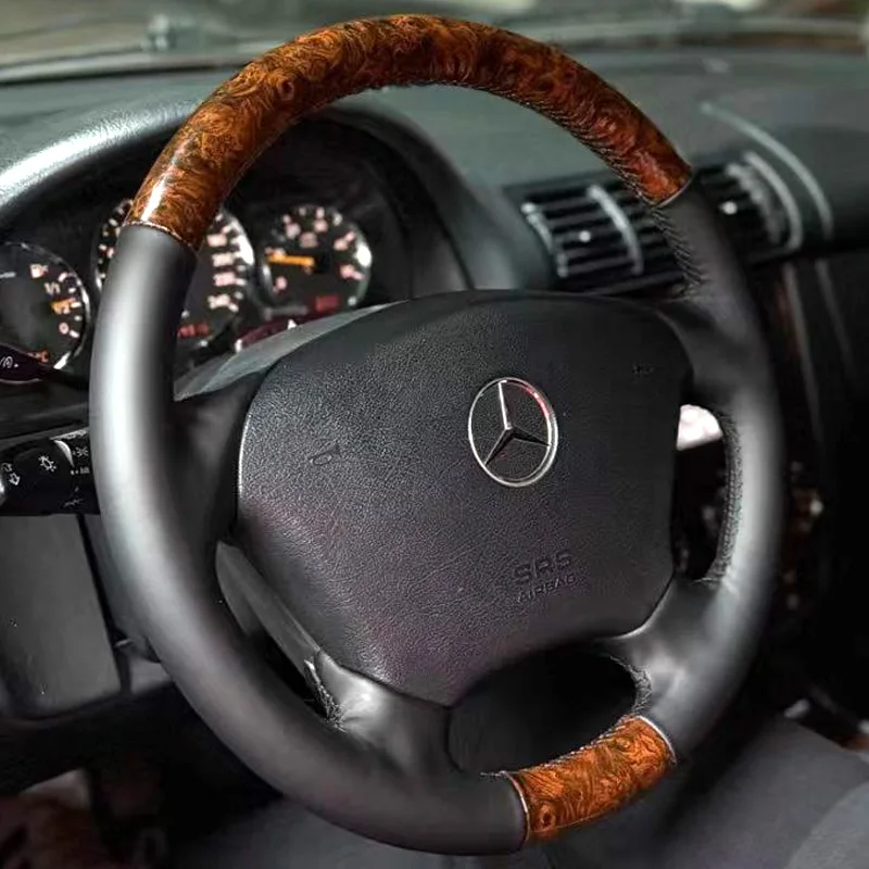 

Деревянный чехол на руль для Mercedes ML w163 M-Class ML230 ML270 ML320 ML350 ML430 ML500 1997-2005, полное покрытие, аксессуар для самостоятельной установки