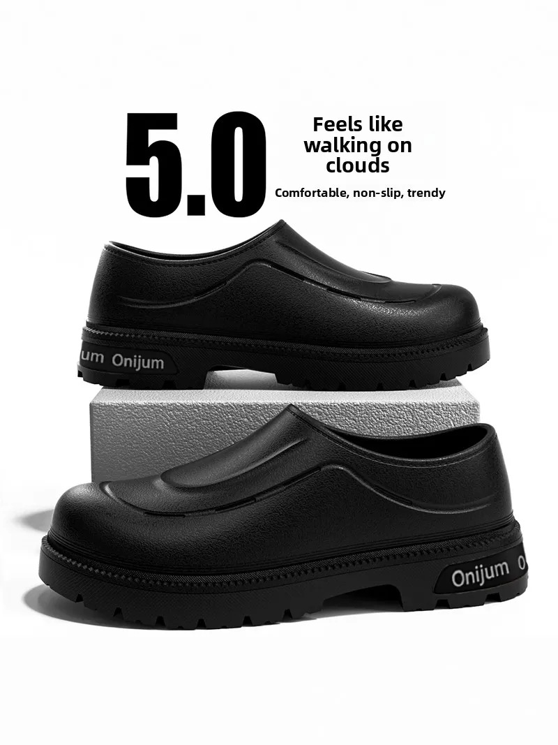 

Men's Slip-On Work Shoes Waterproof Oil-resistant Non-slip Kitchen Shoes Casual Fashionable Boots for Daily Wear And Office