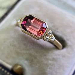 Huitan Red Cubic Zirconia Women Rings Temperament Wedding Party Anniversary Lady's Finger Accessories Gift New Trendy Jewelry