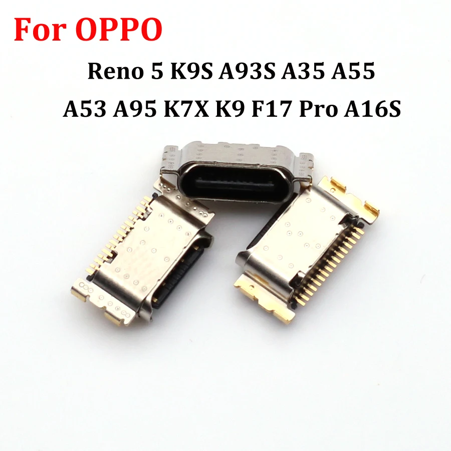 10pcs USB Charging Dock Port Charger Connector Type-C 16pin Plug For OPPO Reno 5 K9S A93S A35 A55 A53 A95 K7X K9 F17 Pro A16S