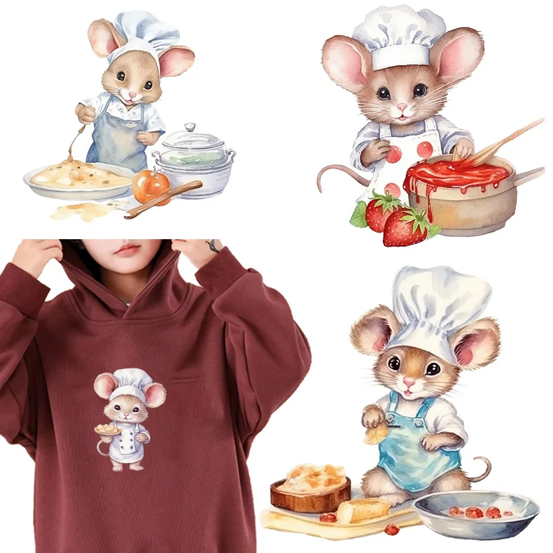 lovely rat chef Heat Transfer Heat Transfer iron on transfer for clothingIron On Patches ron On Patches For Clothing.