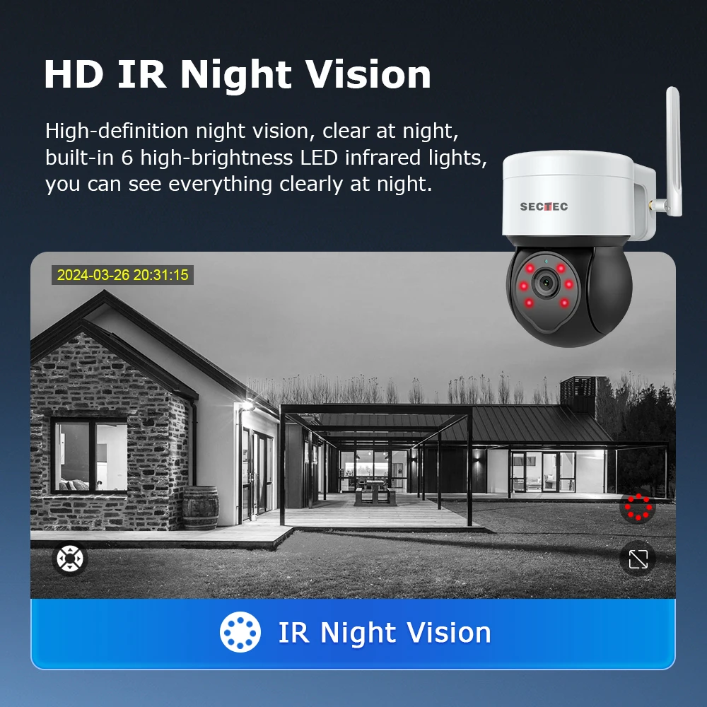 SECTEC 3MP Tuya كاميرا متحركة  - مراجعة Home Yard Security Cameras وسعره