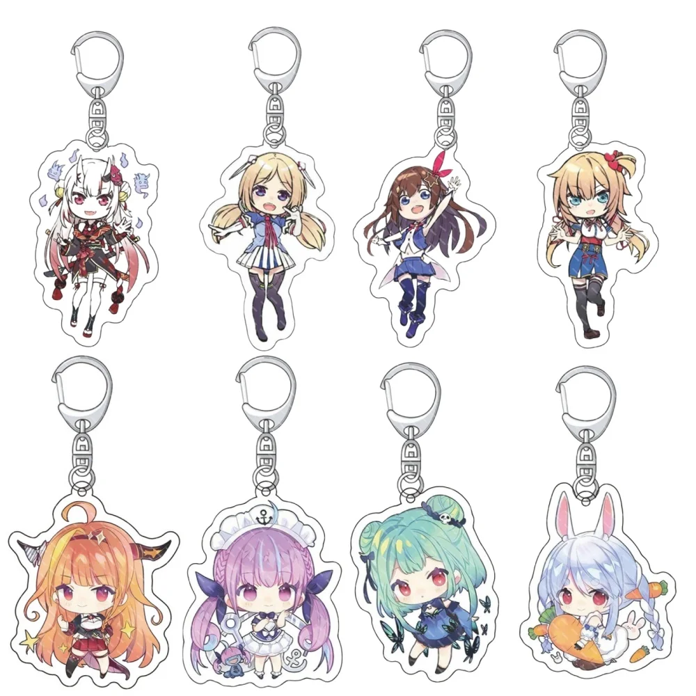 Hot Anime Fan Friend Gift Holo HD Characters Acrylic Usada Pekora Rushia Hosimati Cartoon Pendant Keychain Bag Decoration Series