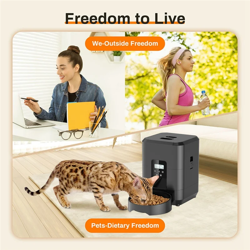 

Automatic Cat Feeder 2L Automatic Pet Feeders For Cats And Dogs Food Dispenser For Dry Food Timed Cat Feeders US Plug-A