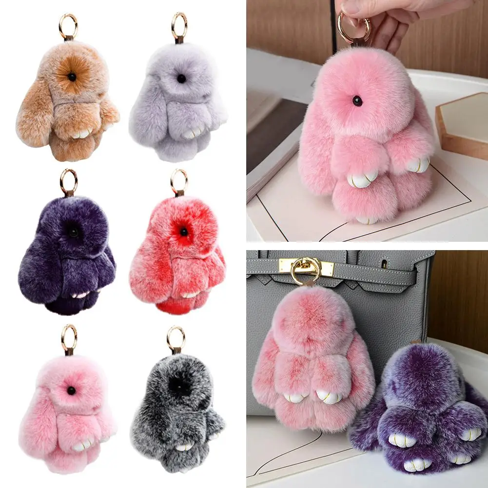 Chain Colorful Heart Rings Fake Rabbit Chain Ball Mini Home Pendant Accessories Bag Car Decor D0k6