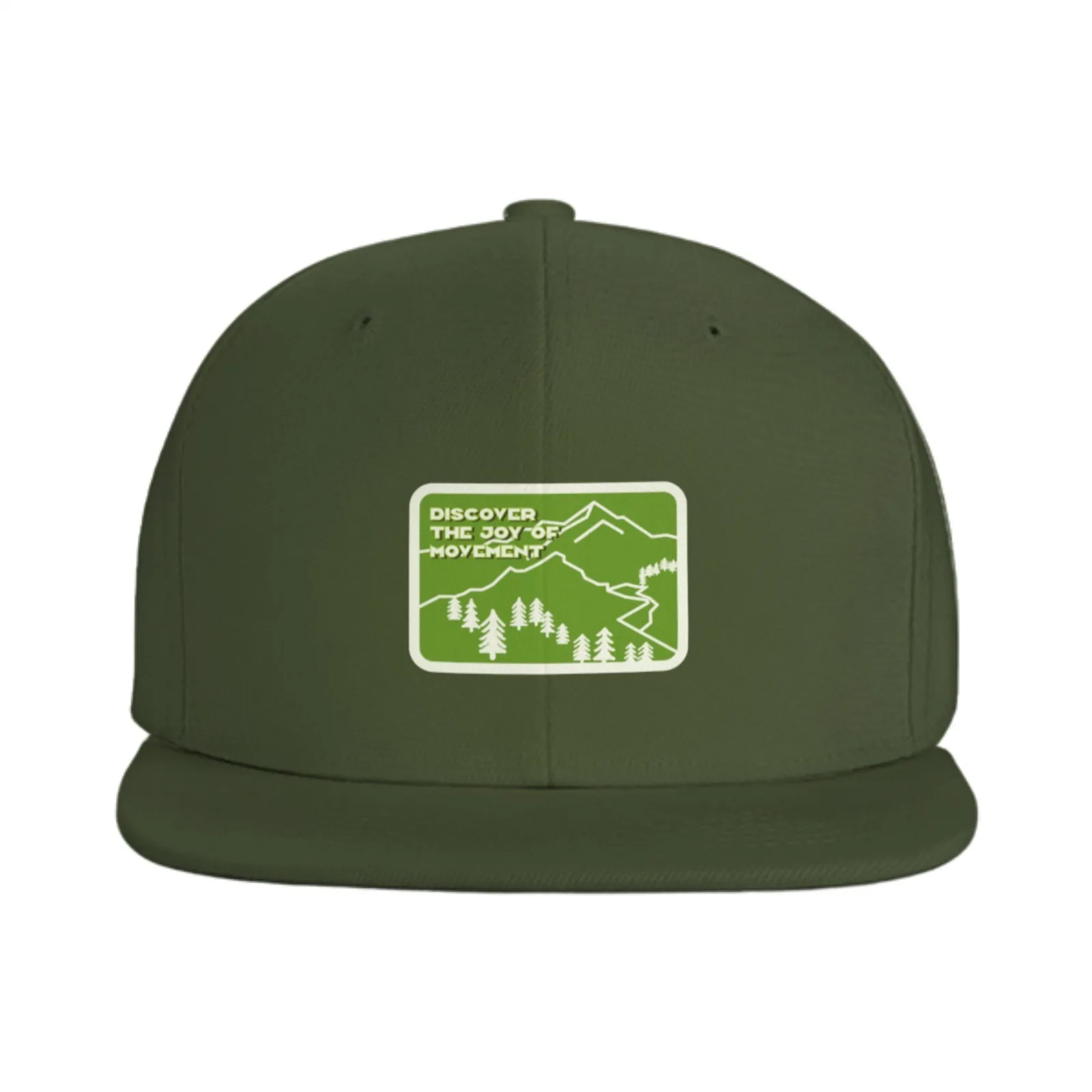 Discover The Joy Of Movement Mountain Graphic Flat Brim Cap Polyester Snapback Hat Outdoor Casual Adult