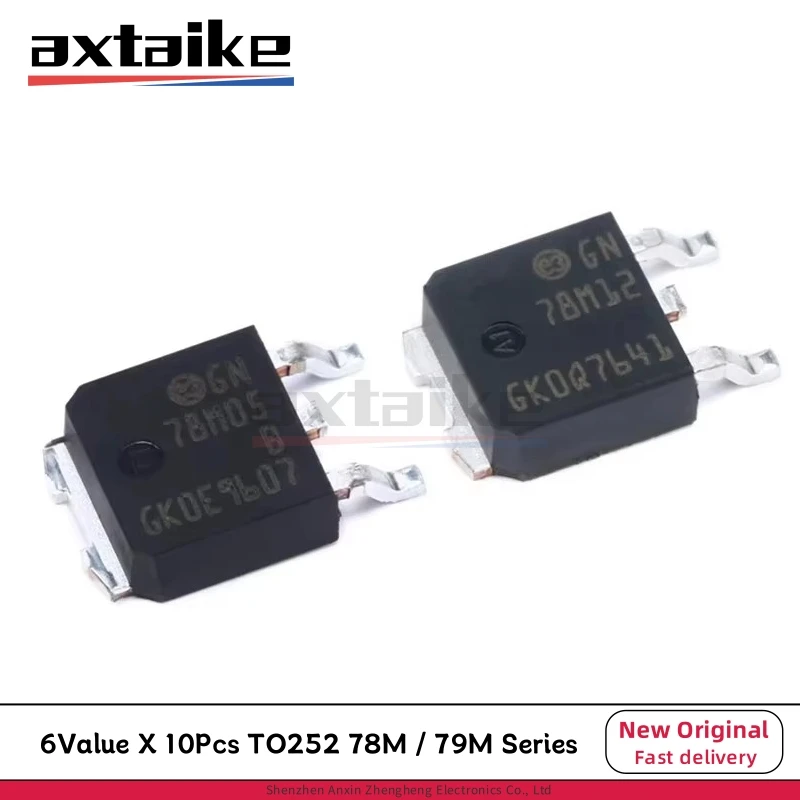 

60PCS 6Value*10Pcs SMD TO252 Positive Voltage Regulator Transistor Kit 78M05 78M06 78M08 78M09 78M12 78M15 DPAK 5V 6V 9V 12V 15V