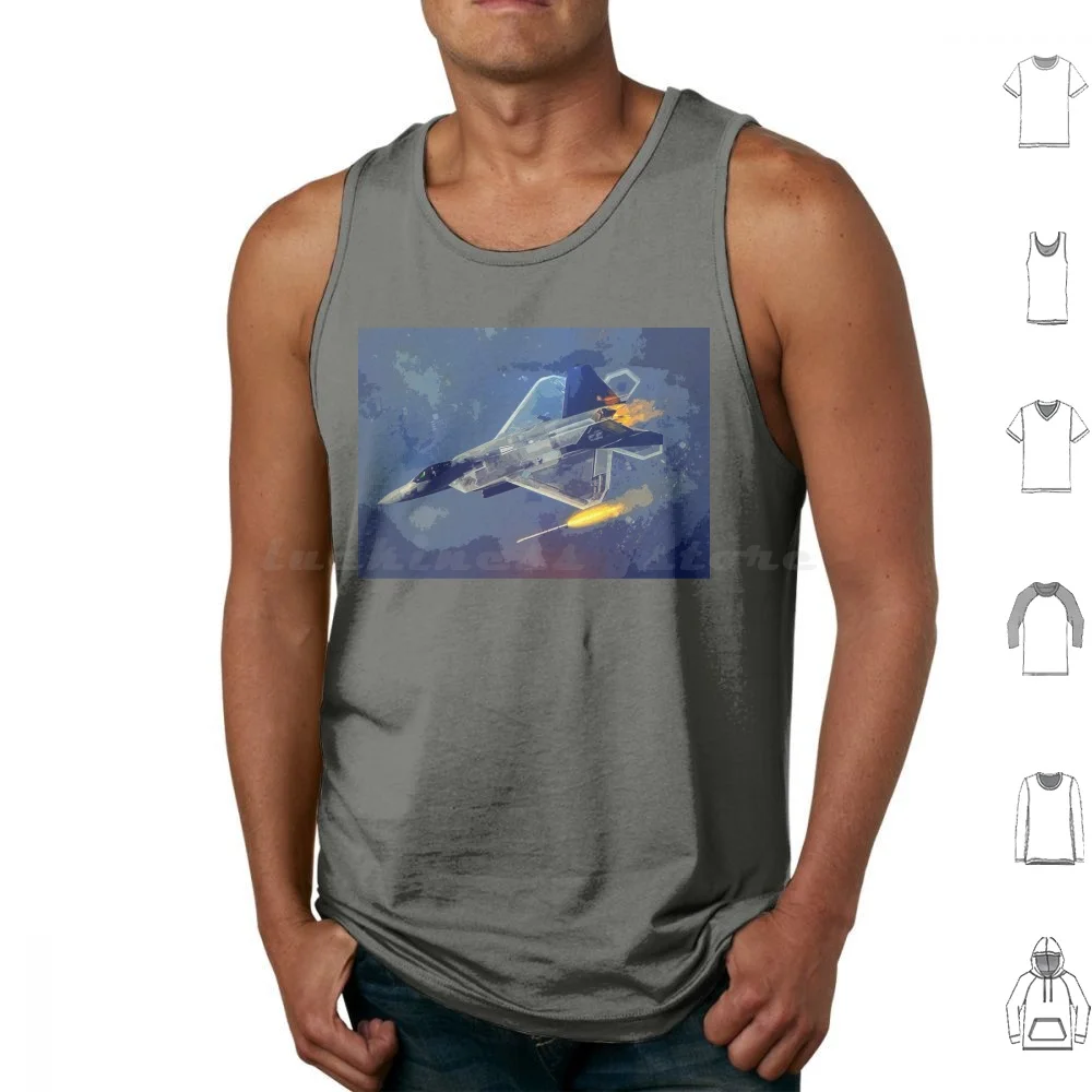 F-22 Raptor Firing A Missile Tank Tops Vest Sleeveless Plane Planes Sky Pilot Hero Air Force Usaf Us Air Force Fighter