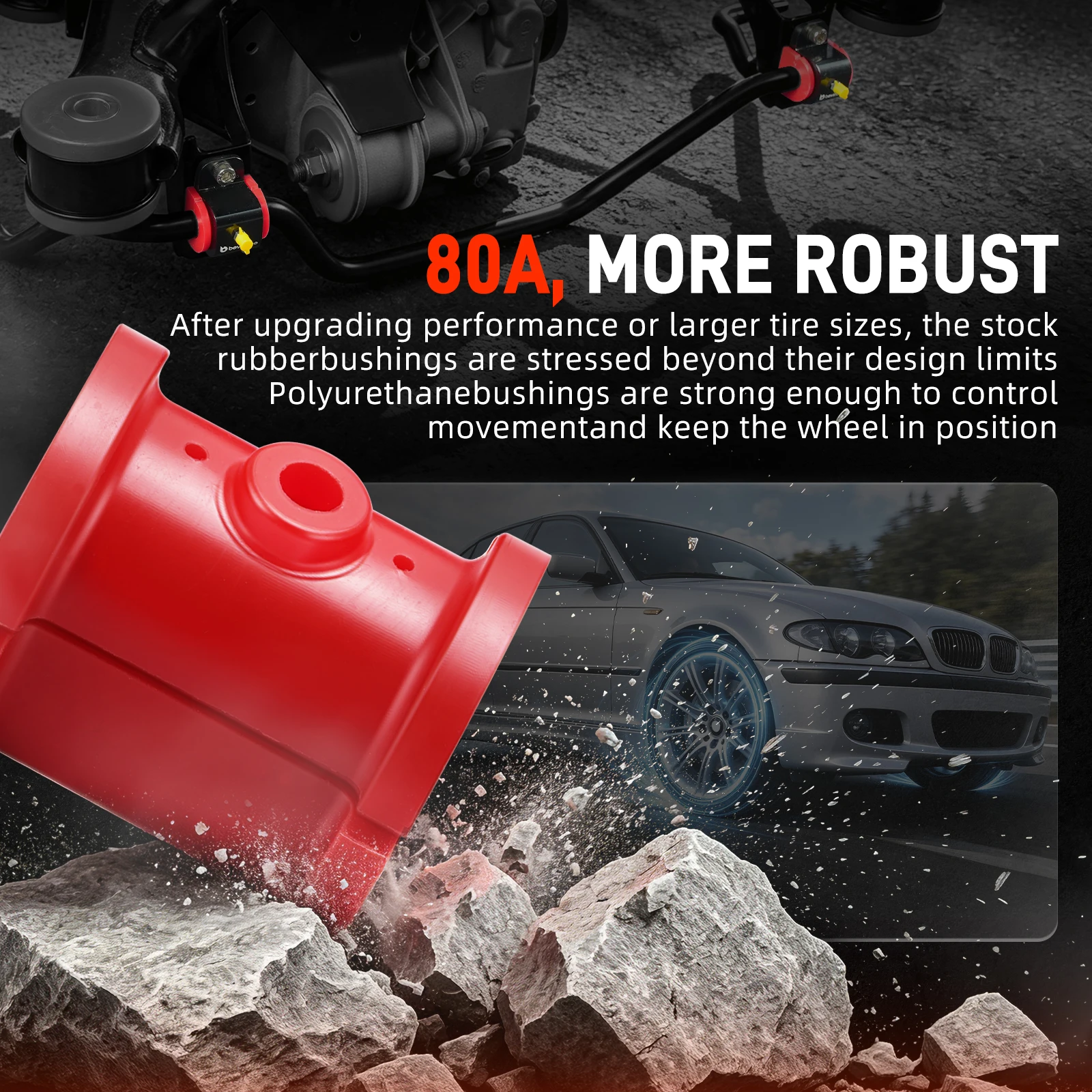 18mm Rear Anti Roll Sway Bar Mount with 80A Polyurethane Bushings for BMW E46 Z4 E85 E86,Replace for 33 55 1 138 104,33551138104 - view 3