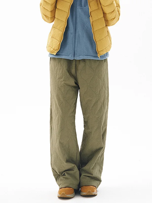 Thiened Cotton Pants Women's Casual Straight Leg Pants Windproof Warm Workwear Long Trousers High Waist Long Pants