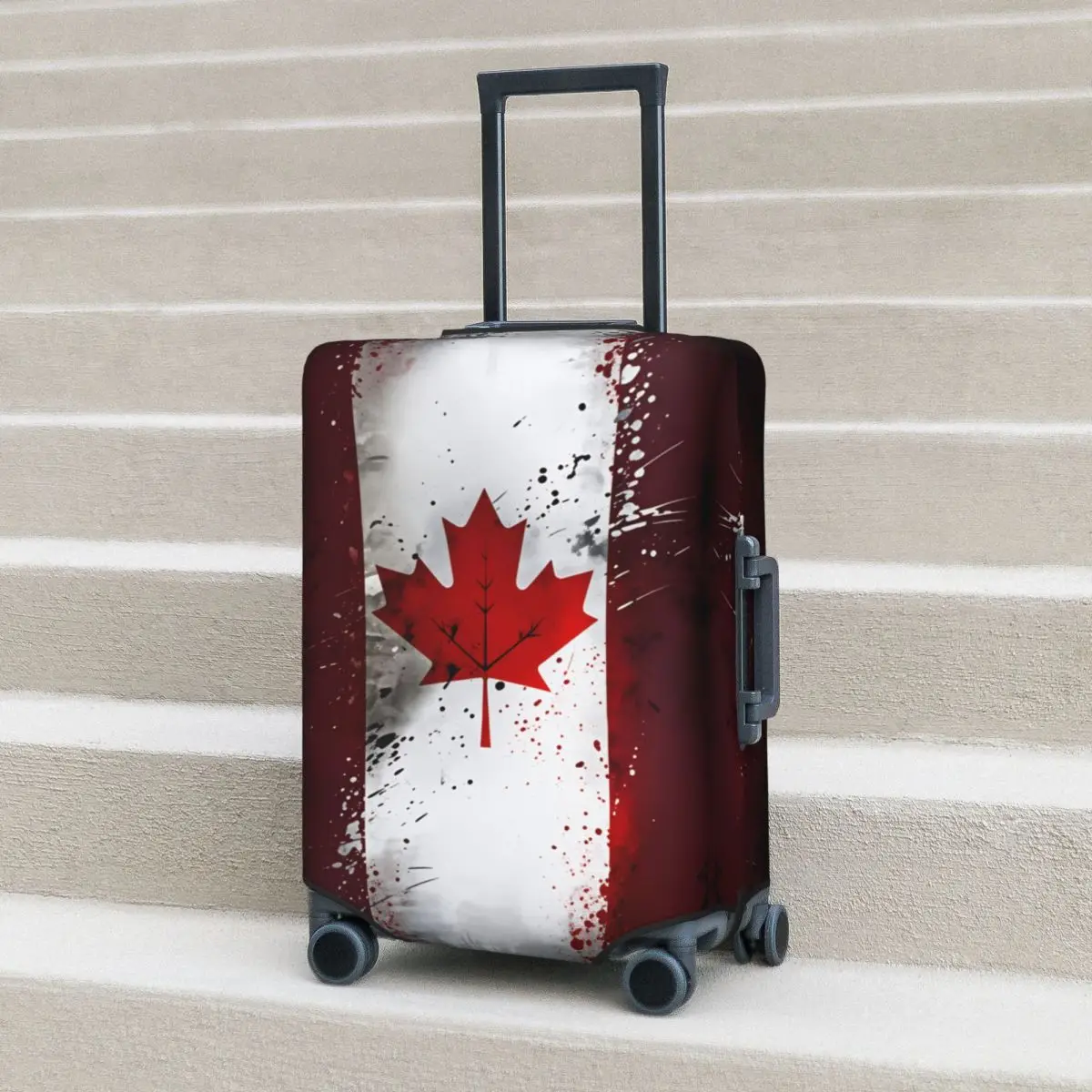 Vintage Canada Flag With Maple Leaf Suitcase Cover Flight Travel Useful Luggage Accesories Protector