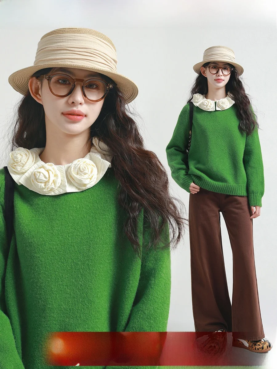 

Редкий вязаный свитер Probabili Candy Par с круглым вырезом, женский, осенне-зимний, утепленный, с длинными рукавами, пуловер с круглым вырезом