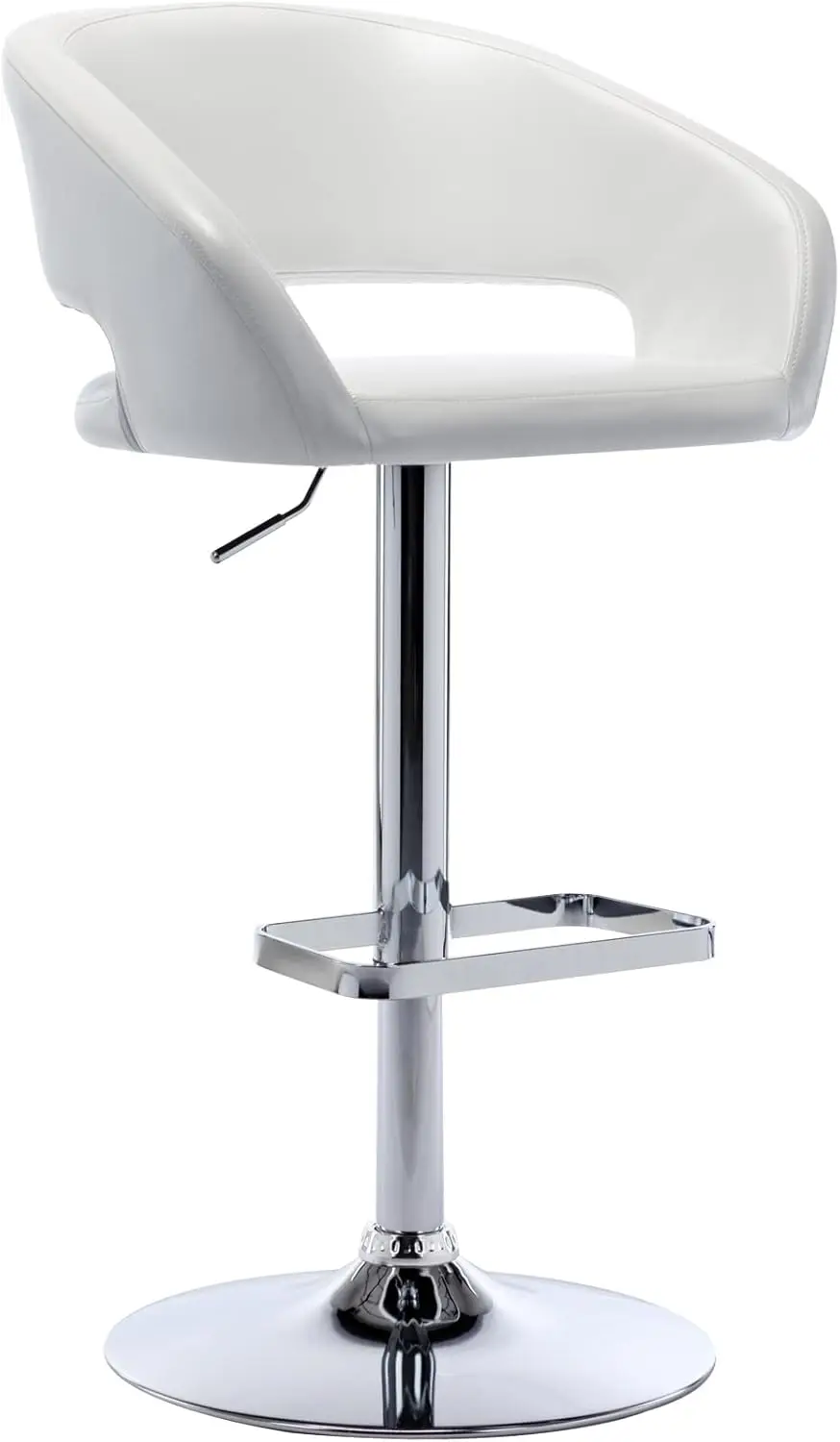 Vogue Furniture Direct Adjustable Bar Stool with Hollow Back and Arms, Modern PU Leather Swivel Barstool, Airlift Counter Height