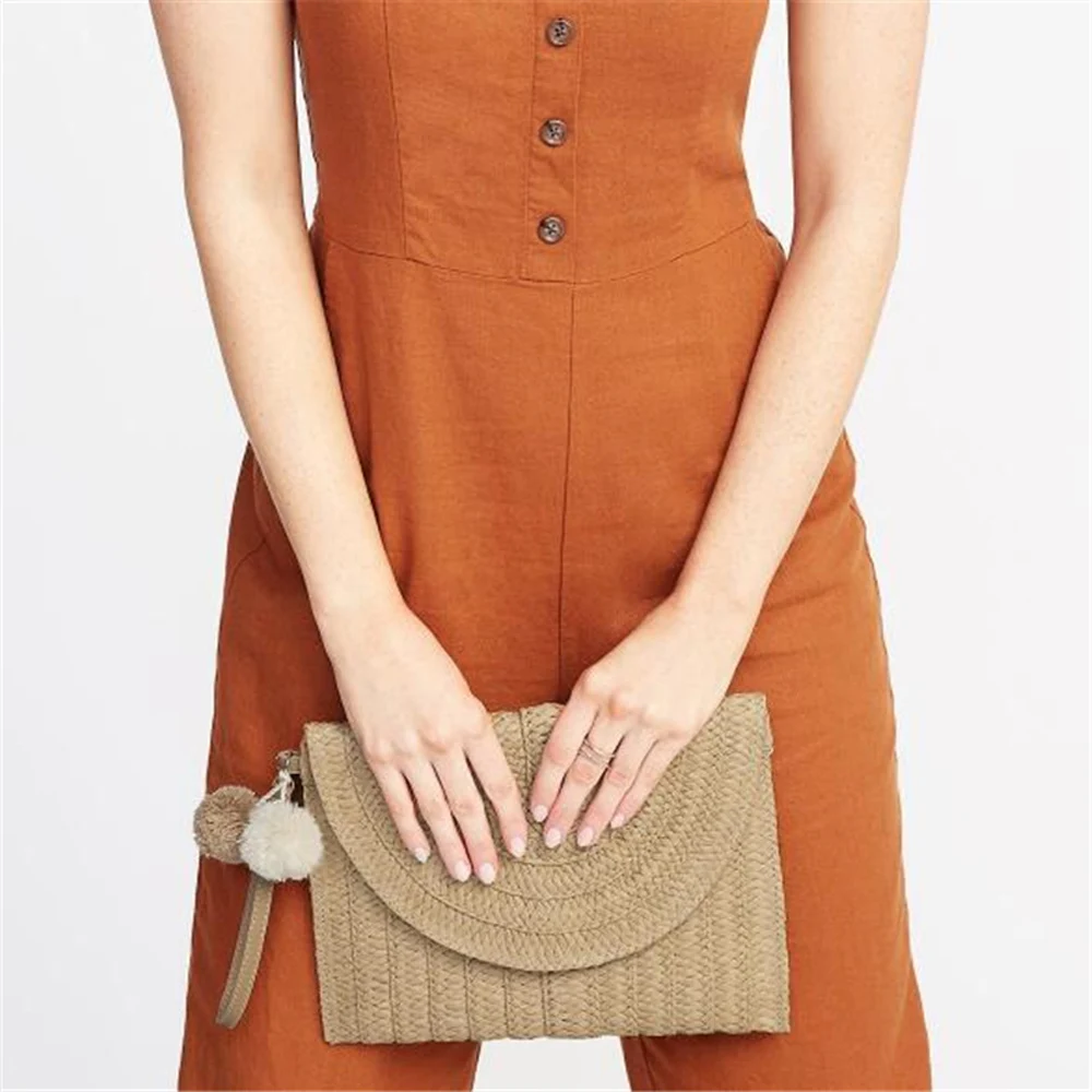 Sac à main en paille tissé à la main pour femmes, fourre-tout décontracté de plage, élégant, à poignée supérieure, mode rétro, sacs à bandoulière