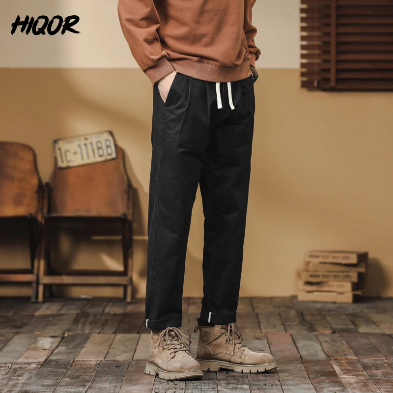 HIQOR New In Pantalones Cargo Trousers For Men Spring Autumn Pantalon Homme Solid Vintage Baggy Cargo Pants Man Pantalon Cargo