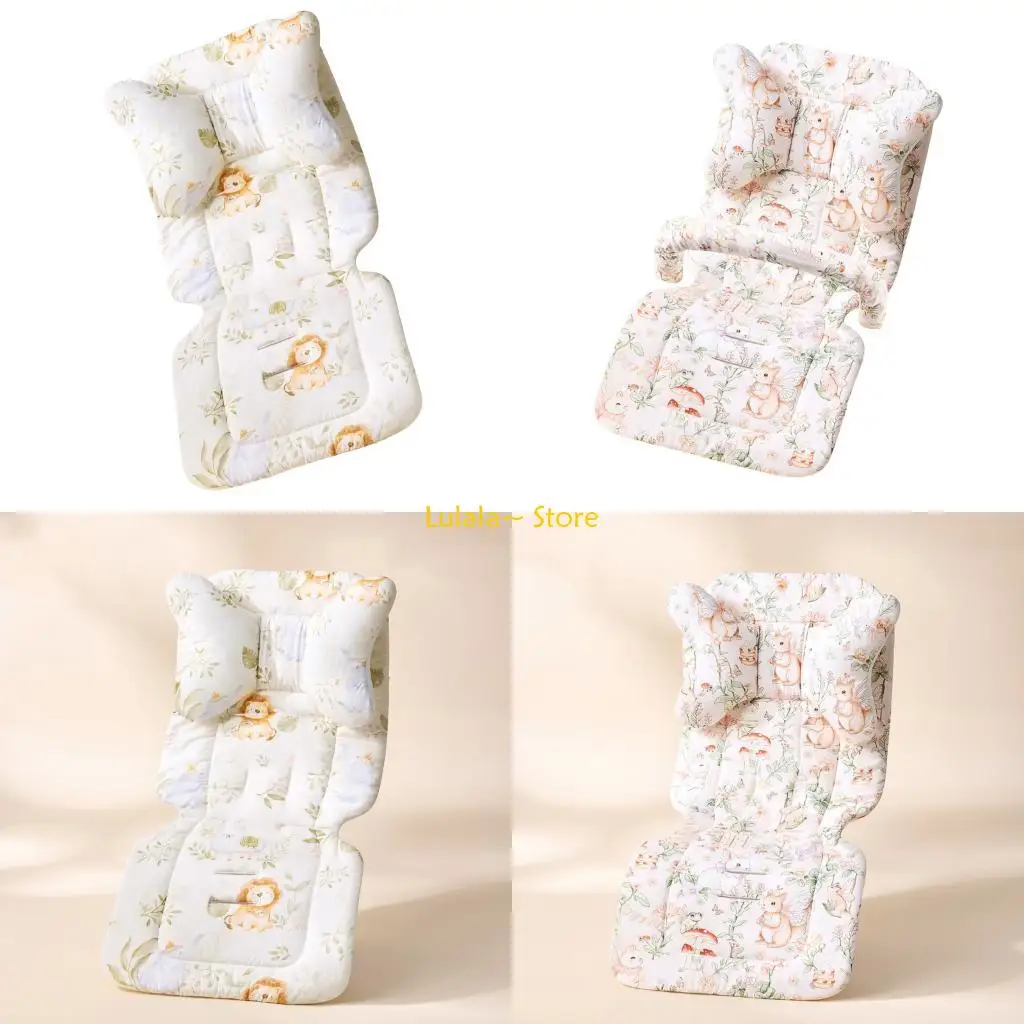 

Y4QA Printed Pattern Baby Pram Carriage Cushion Mattress with Pillow and Handrail Pad