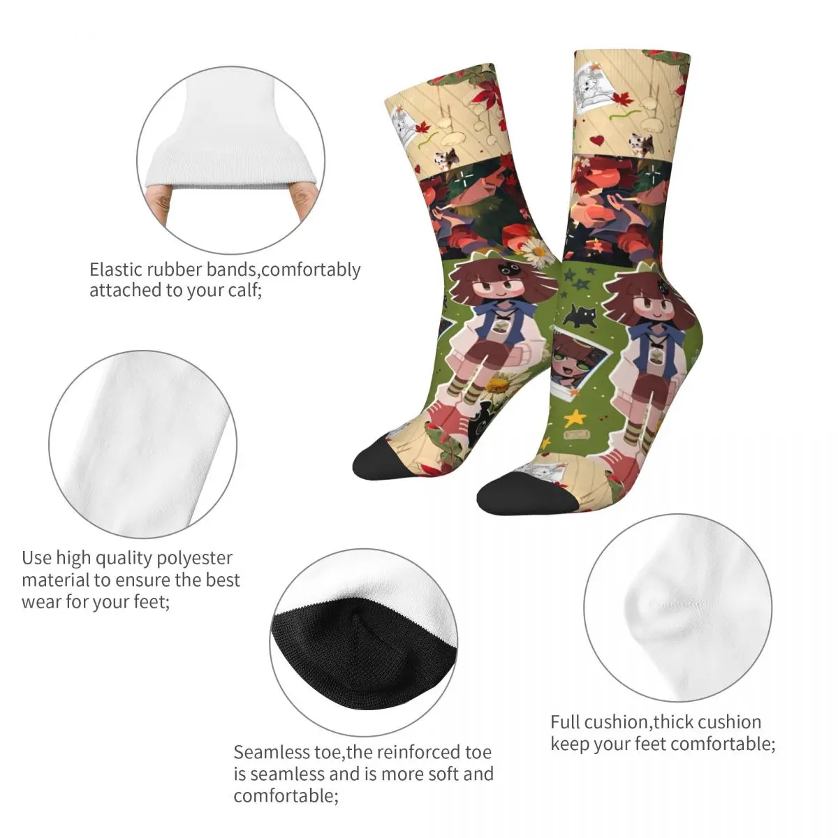 Winter Warm Crazy Design Unisex Claire Miss Circle Cartoon Socks Fundamental Paper Education Non-slip Soccer Socks