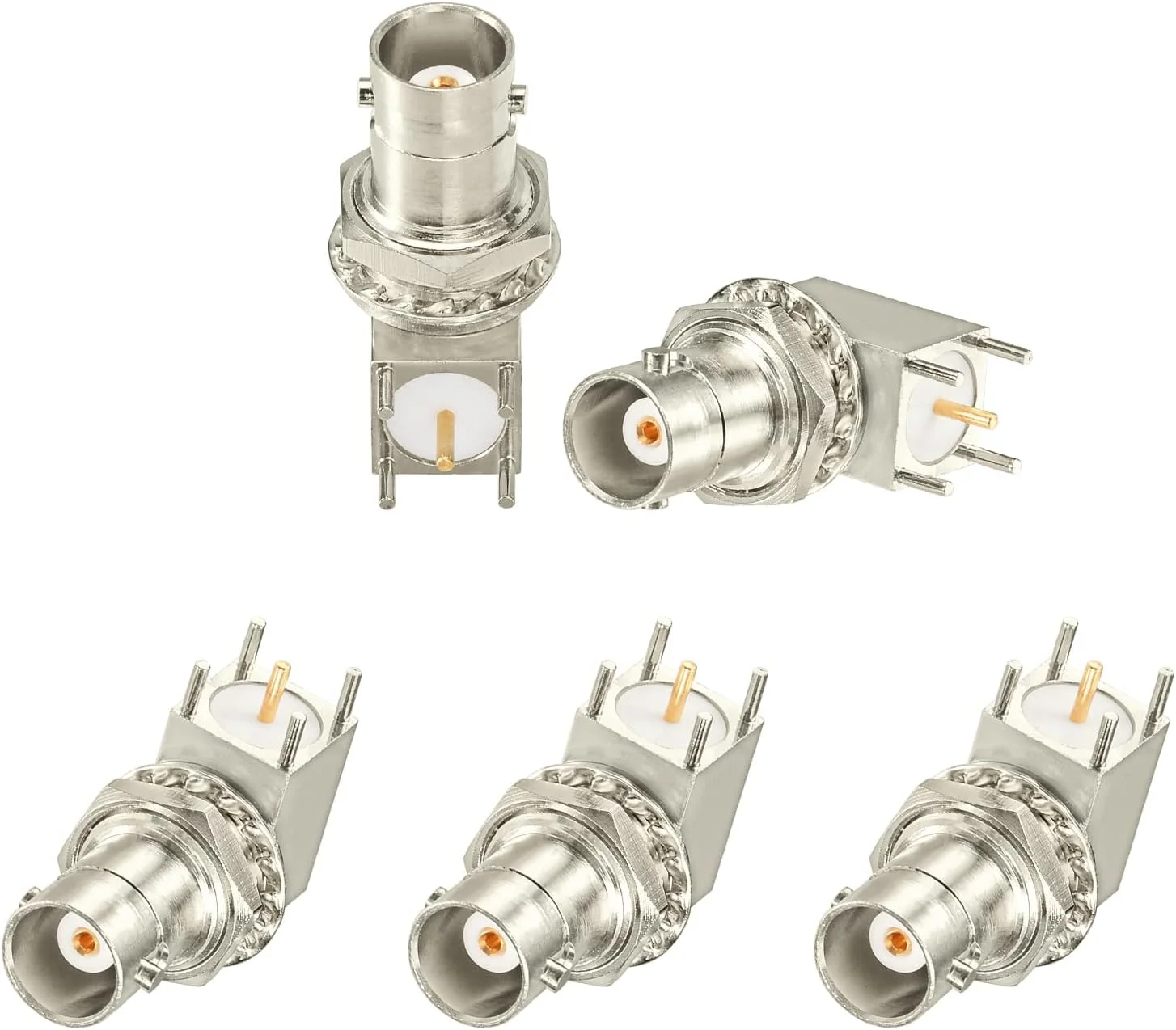 BNC Connector BNC Female Bulkhead Solder PCB Mount Right Angle Connector for CCTV Systems Monitoring
