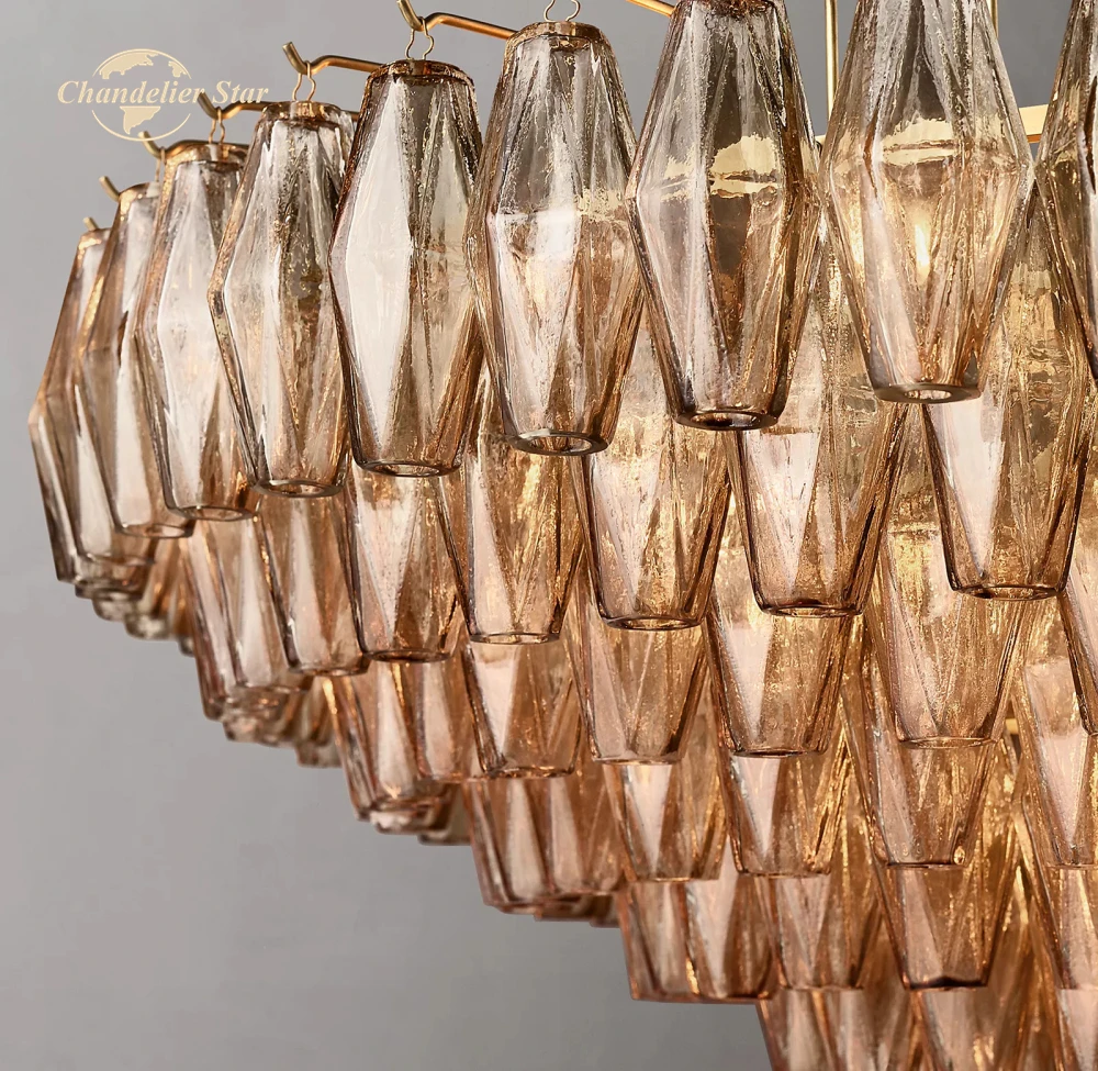 Chiara Smoke Glass Tiered Round Chandelier Lustre Modern Chandeliers Living Room Bedroom Dining Room Pendant Lights Decor