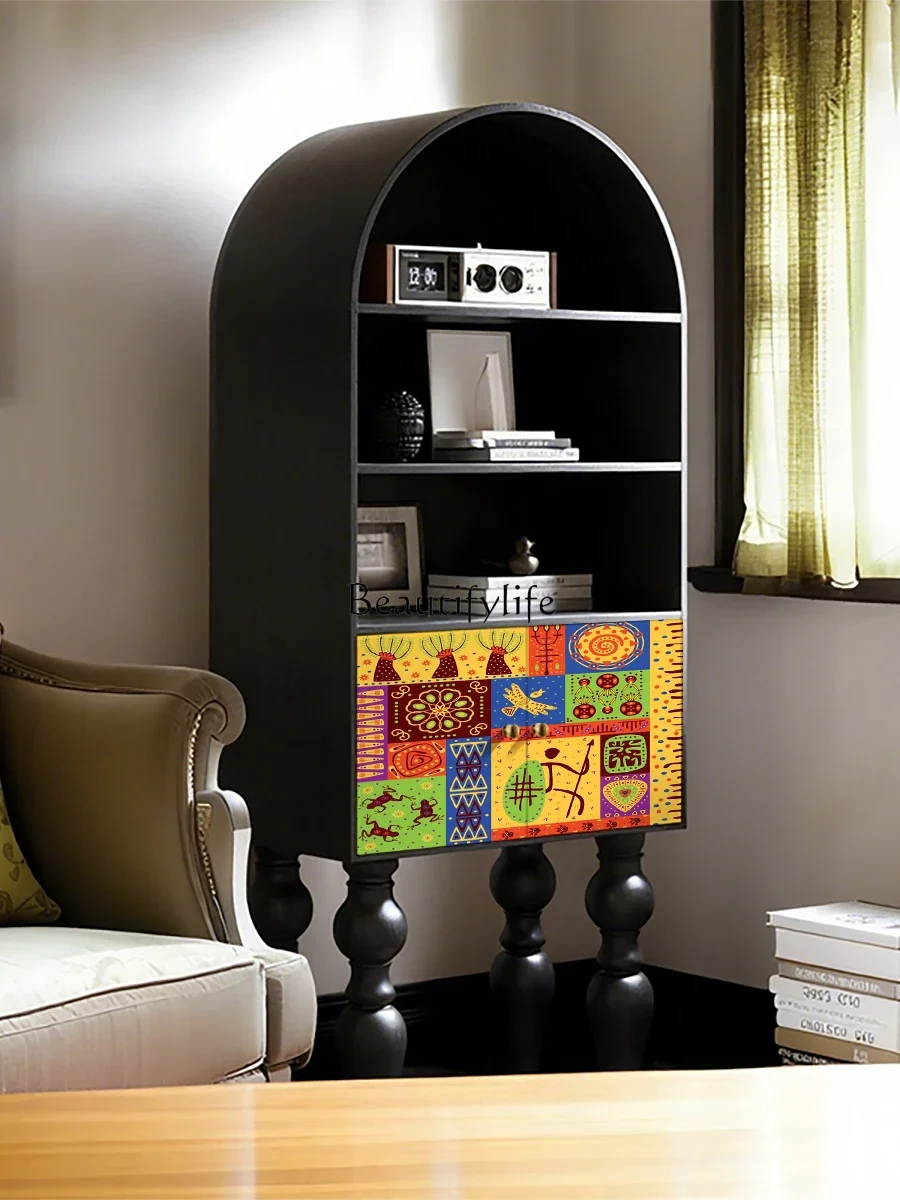 

yj7 American-style Abstract Solid Wood Bookshelf Living Room Entrance Storage Cabinet for Home Use